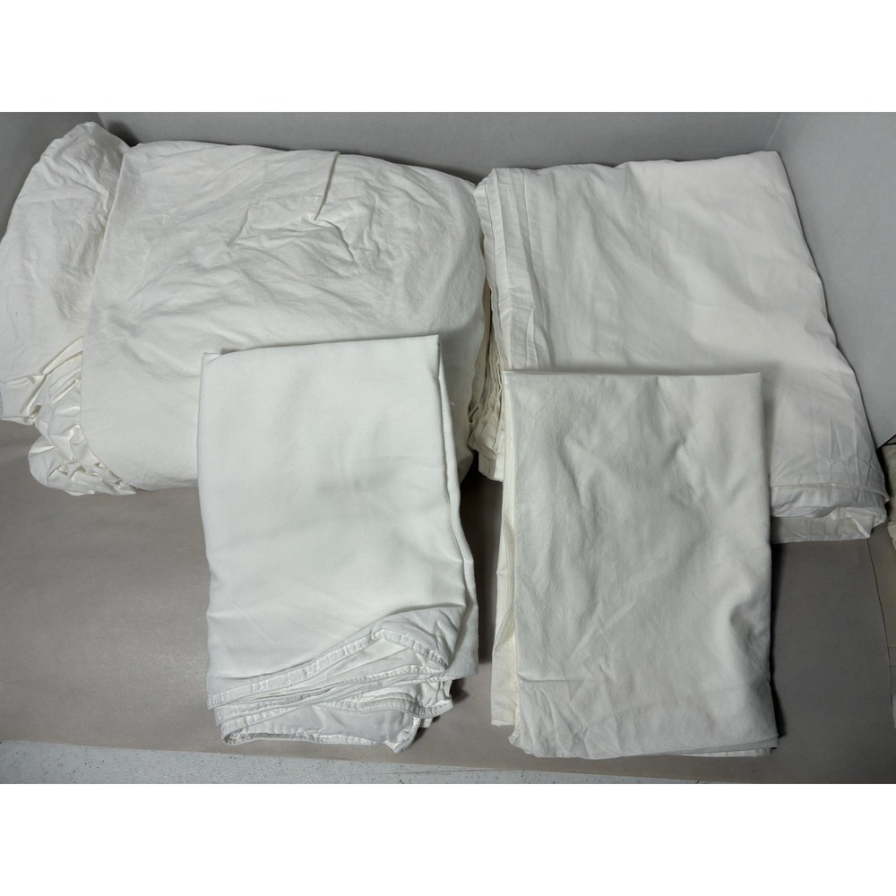 Pottery Barn Sheet Set Queen White Fitted,flat, 2 Pillowcases 100% Cotton - Picture 2 of 4